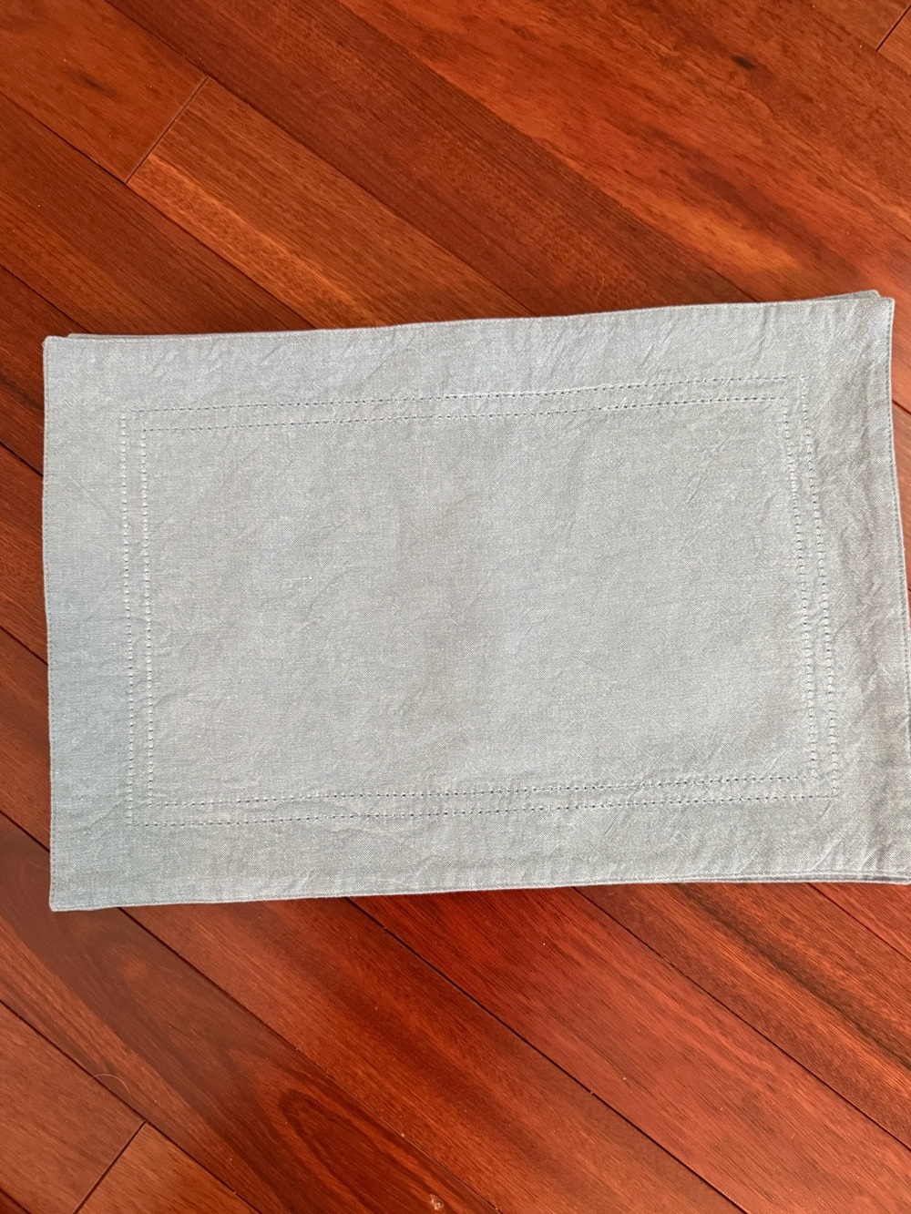 Chambray Denim Blue Placemats Cotton Stitched 18 X 12 Set Of 6